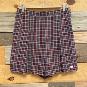 💝3/$20 NWOT Lands' End Gray and Red Plaid pleated skort